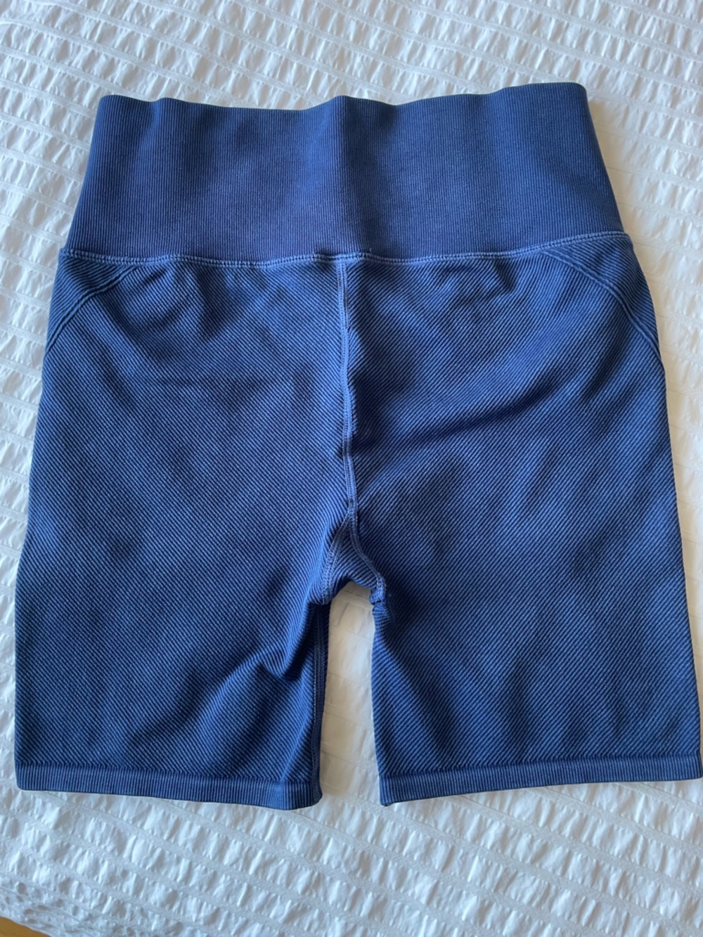 Yogalicious Ribbed High-Waist Blue Athletic Shorts